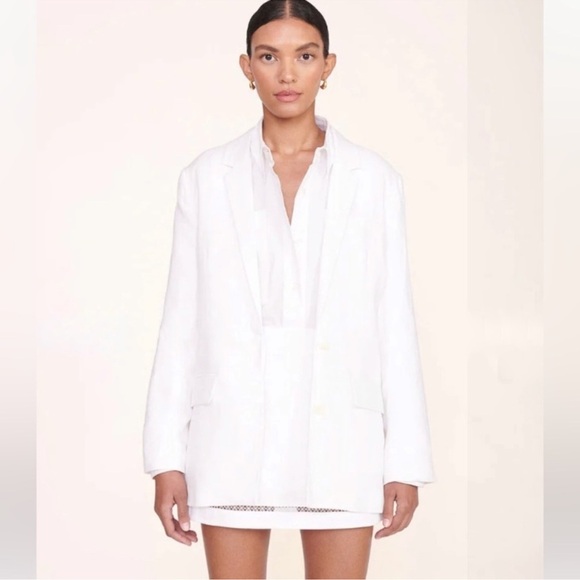 NWT STAUD Maxwell White Linen Single-Breasted Blazer size L SOLD OUT - Picture 14 of 16